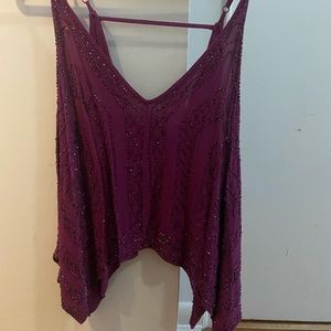 Free People Magenta Beaded Blouse